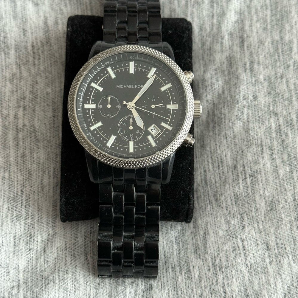 Michael Kors Black Chronograph Watch with Silver Details